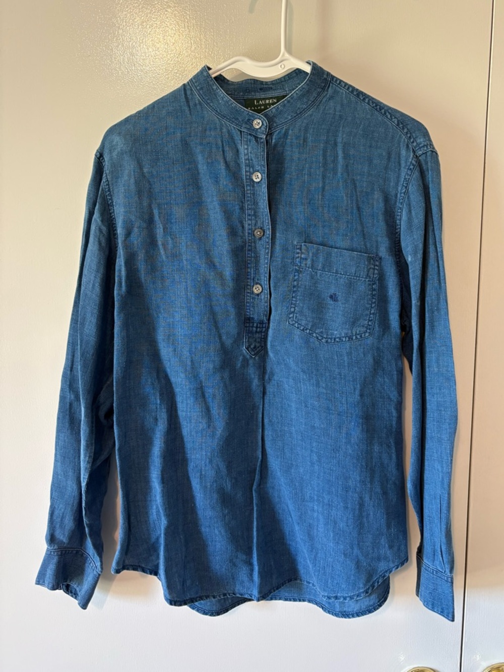100% Linen Vintage Lauren by Ralph Lauren Button Up Denim Shirt